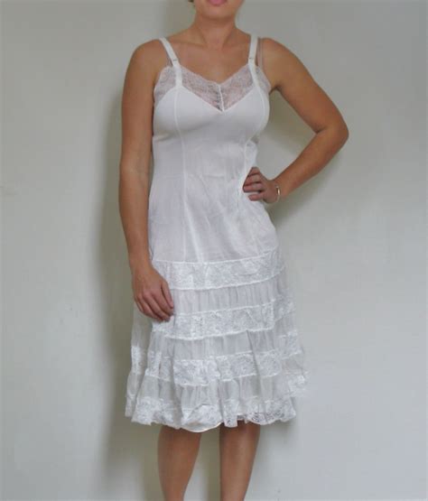 50s Vintage Rojean Ivory Full Dress Slip Nylon W Lace Etsy