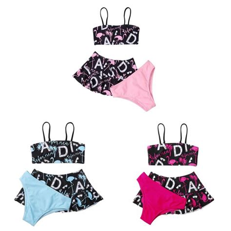 Ajziojiro Piece Girls Swimsuit Swimswear Bathing Suit Butterfly Floral Print Bikini Set With