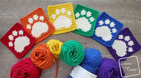 Ravelry Cute Paw Print Square Pattern By Divine Debris