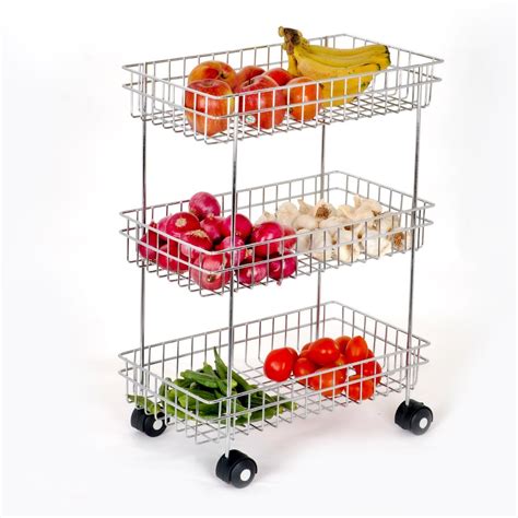 Stainless Steel SS304 SS Vegetable Trolley Chrome Plated Size