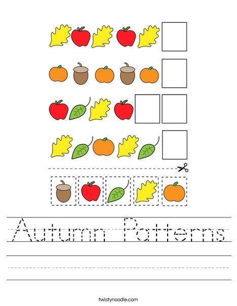 Autumn Patterns Worksheet Twisty Noodle Worksheets Library