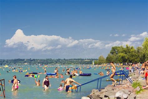 Crowd in the Beach in the Lake Balaton in Summer Editorial Image ...