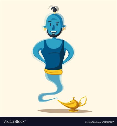 Genie Coming Out Of A Magic Lamp Cartoon Vector Image