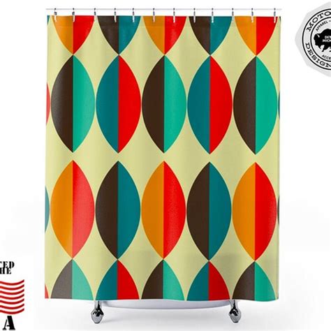 Mid Century Modern Shower Curtain Etsy