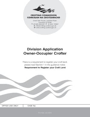 Fillable Online Division Application Owner Occupier Crofter Fax Email