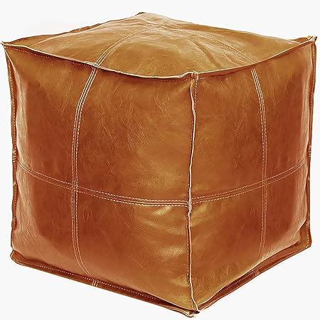 Amazon RISEON Unstuffed Boho Handmade Faux Leather Moroccan Pouf