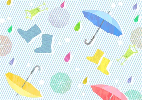 「雨や傘の可愛い背景イラスト／梅雨」イラスト素材 超多くの無料かわいいイラスト素材