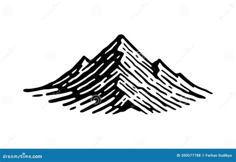 Mountain Hills Rocks And Peaks Silhouette Icon Vector Illustration