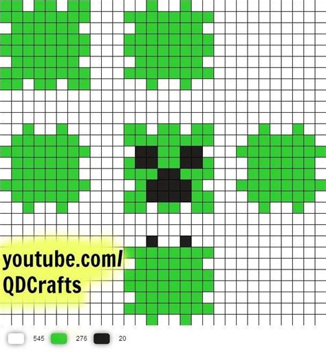 Creeper Head Perler Bead Template