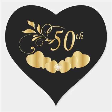 50th Golden Wedding Anniversary Heart Sticker Zazzle