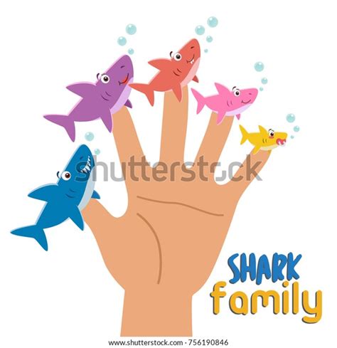 Shark Family Finger Puppets Parents Child Stock Vector (Royalty Free) 756190846