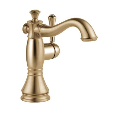 Delta Cassidy Gold Single Hole Single Handle Bathroom Faucet With Metal Drain Assembly In