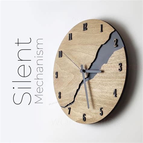 Modern Wall Clock With Numbers Silent Unique Wood Minimalist Wall Clock ...