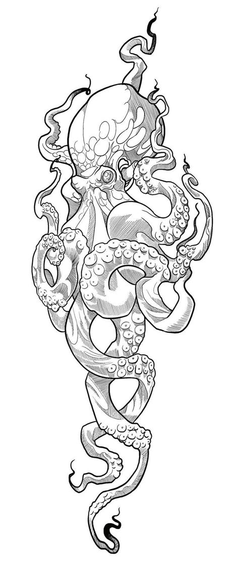 An Octopus Tattoo Design In Black And White