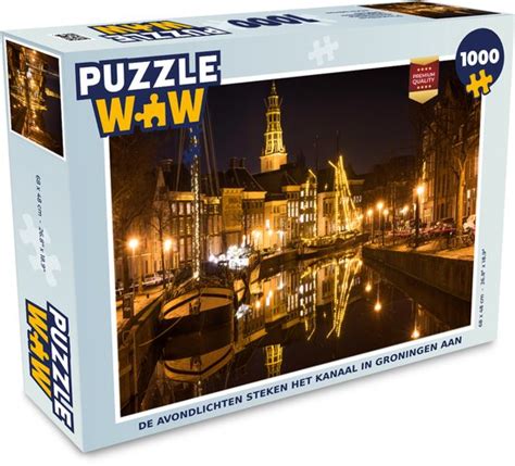 Puzzel Groningen Nacht Lichten Legpuzzel Puzzel Stukjes