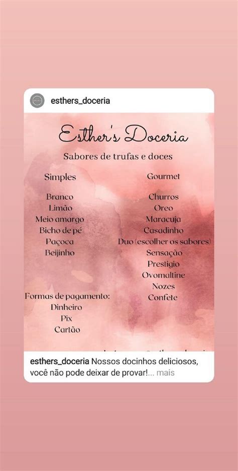 Menu em Esther s Doceria Petrópolis