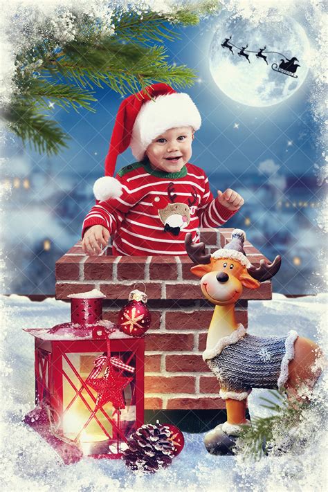 Christmas Set Of 50 Photoshop Overlays Backdrop Santa Etsy