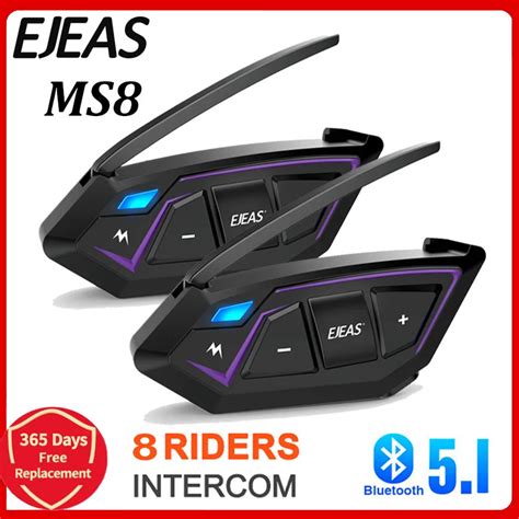 EJEAS Intercomunicador MS8 Para Casco De Motocicleta Auriculares Con