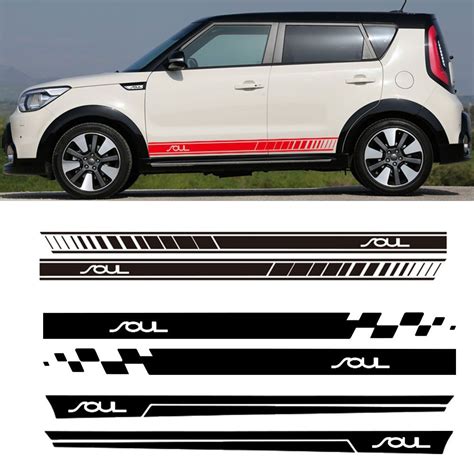 Pcs For Kia Soul Car Side Stripes Side Skirts Graphics Vinyl Sticker