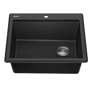 KRAUS Bellucci Metallic Black Granite Composite 18 In 1 Hole Drop In