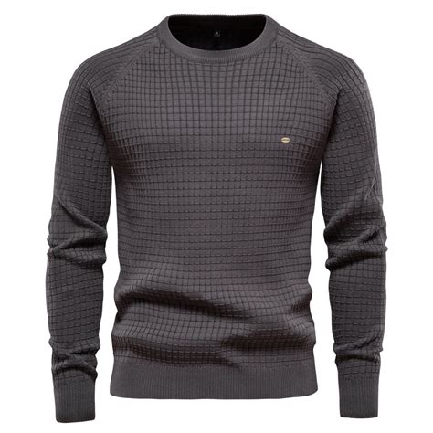 Pure Cotton Solid Color Casual Quality Men's Sweater Knitted