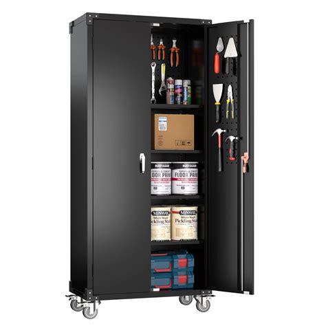 Aobabo Black Metal Storage Cabinet In Lockable Storage Cabinets Steel