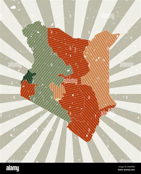 Kenya Vintage Map Grunge Poster With Map Of The Country In Retro Color