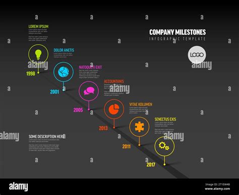 Vector Infographic Company Milestones Timeline Template With Pointers