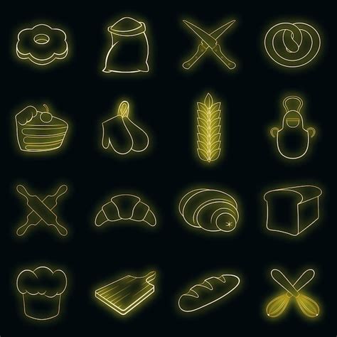 Premium Vector Bakery Icons Set Vector Neon