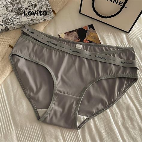 Lovito Calcinha casual lisa assimétrica para mulheres LNL69242 Shopee