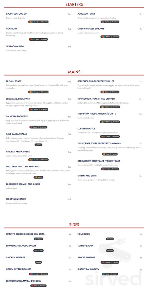 Menu for Toast On Lenox in Atlanta, GA | Sirved