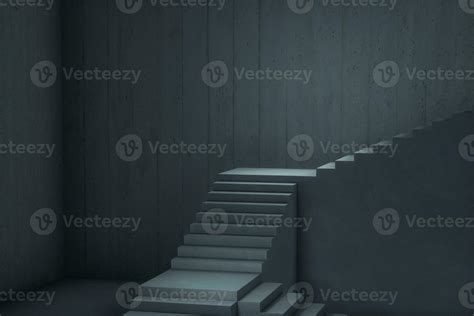 The stairway in the dark basement, 3d rendering. 27888570 Stock Photo ...