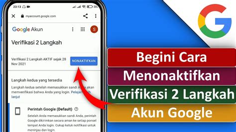 Cara Menonaktifkan Verifikasi 2 Langkah Di Akun Google YouTube