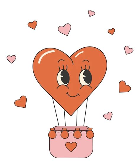 Premium Vector Trendy Comic Groovy Valentines Day Sticker Heart