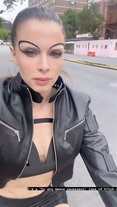 julia fox trades signature smokey eye  drawn  eyebrows