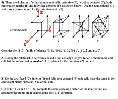 8 There Are 4 Classes Of Orthorhombic Unit Cells Chegg