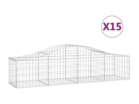 Paniers à gabions arqués 15 pcs 200x50x40 60 cm fer galvanisé