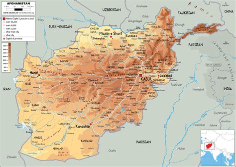 Large size Physical Map of Afghanistan - Worldometer