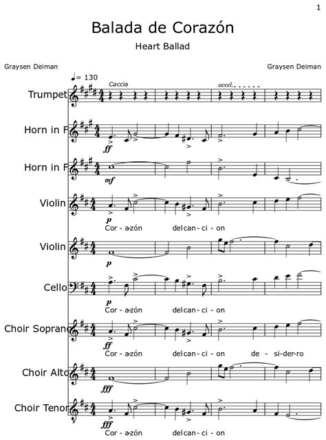 Balada De Coraz N Sheet Music For Trumpet Horn In F Violin Cello