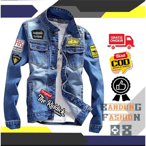 Jual Jaket Jins Sobek Cowok Jeket Jeans Denim Pria Robek Jacket Emblem