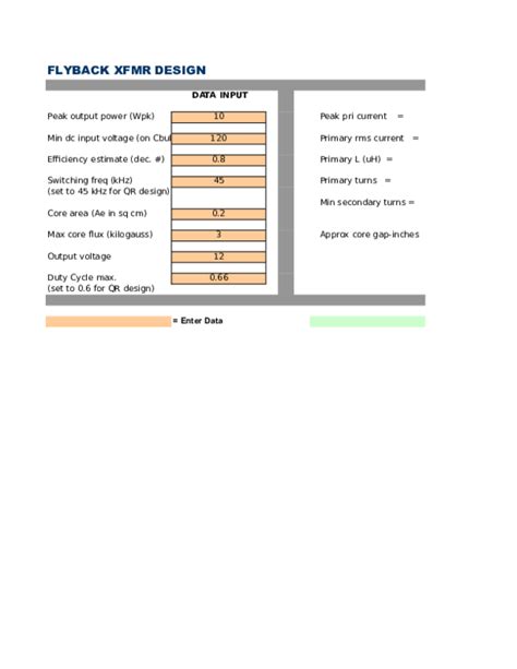 FLYBACK TRANSFORMER DESIGN TOOL (1).XLS | shivam pandey - Academia.edu