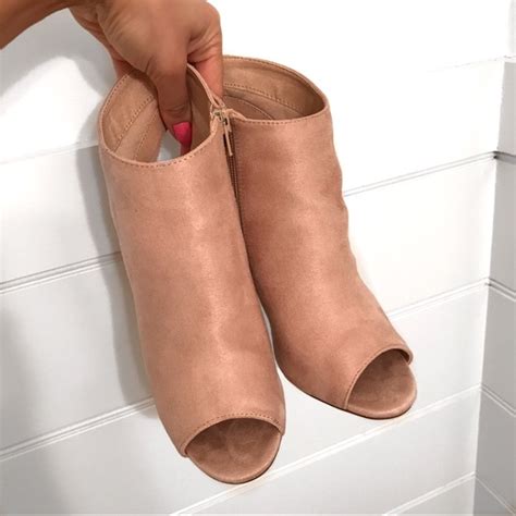 Liliana Shoes Nude Faux Suede Open Toe Open Heel Booties Poshmark