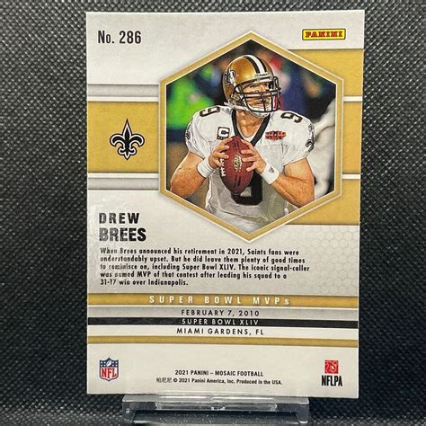 2021 Panini Mosaic NFL Drew Brees 286 Super Bowl MVPs EBay