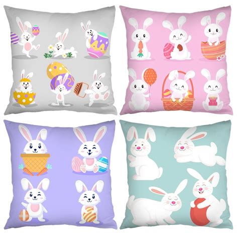 Dicasser Easter Pillow Covers 18x18 Inches Set Of 4 Easter Decor For