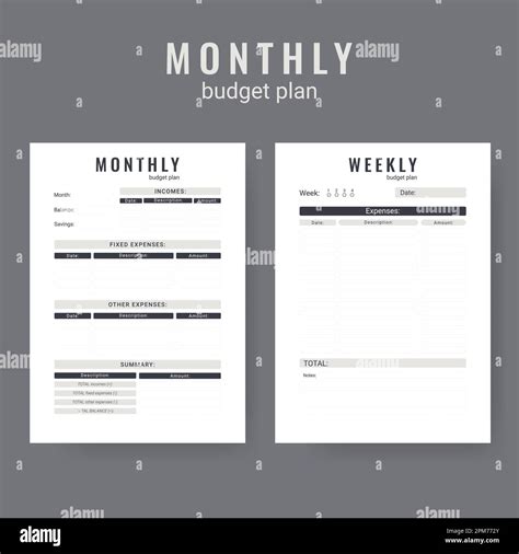 Printable personal monthly budget planner, vector illustration Stock ...