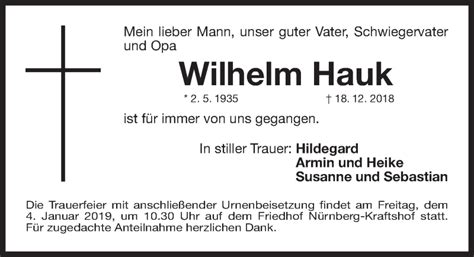 Traueranzeigen Von Wilhelm Hauk Trauer Nn De