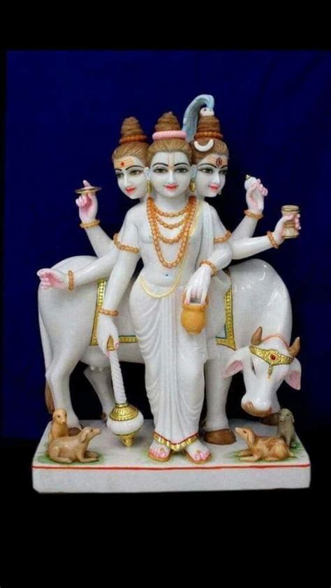 White Painted Marble Lord Dattatreya Statue For Worship At Rs 21000 In