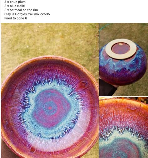 Rutile Blue And Oatmeal Over Chun Plum Glaze Ceramics Ceramic Pottery