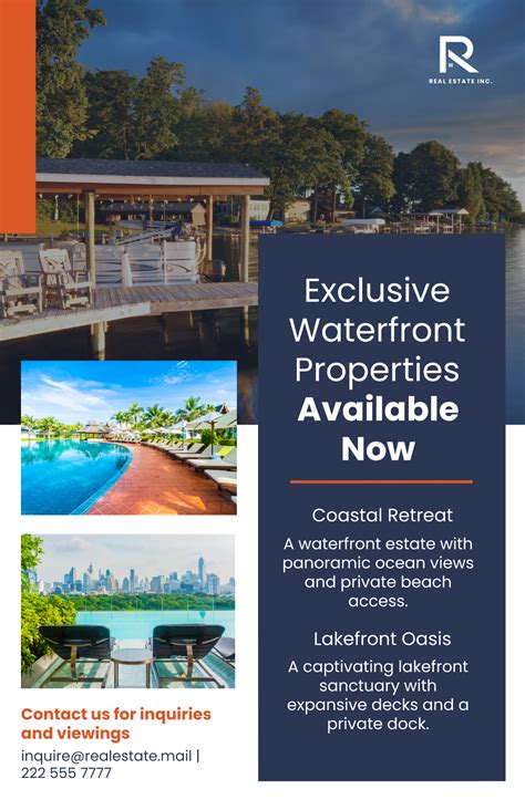 Free Waterfront Properties Exclusive Listings Poster Template to Edit