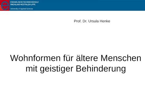 Ppt Wohnformen F R Ltere Menschen Mit Geistiger Behinderung Prof Dr